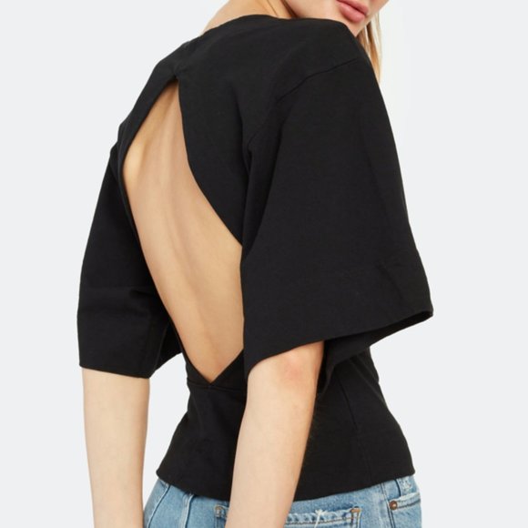 bassike Tops - Bassike Double Jersey Batwing Short Sleeve T-shirt In Black Size XL
